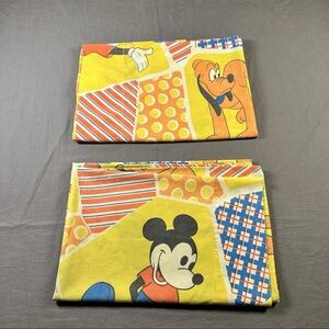 Vintage 70s Disney Mickey Minnie Mouse Sears Perma Prest 2 Pillowcases